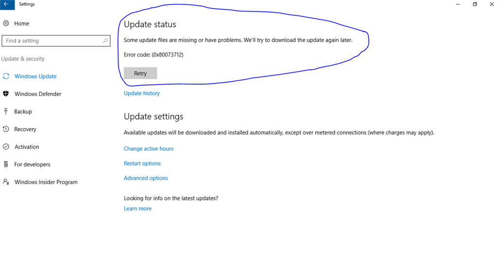 Some Update File Are Missing Error Code 0x Microsoft Community