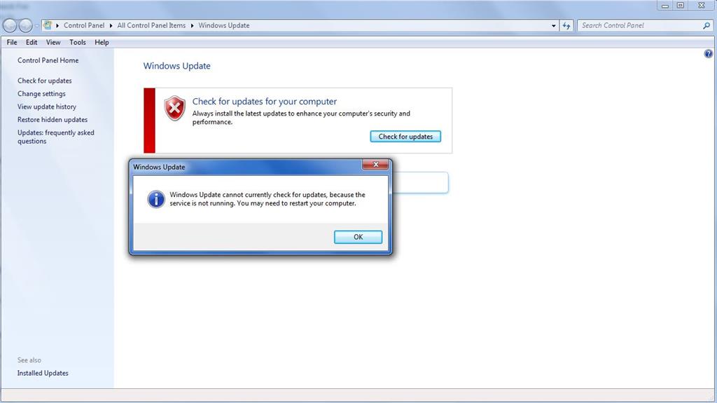 Windows 7 Ultimate 64bit My windows update stopped ...