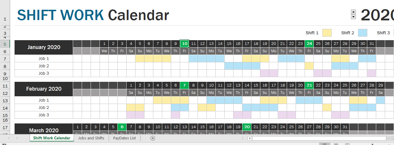 How To Make A Shift Work Calendar On Excel