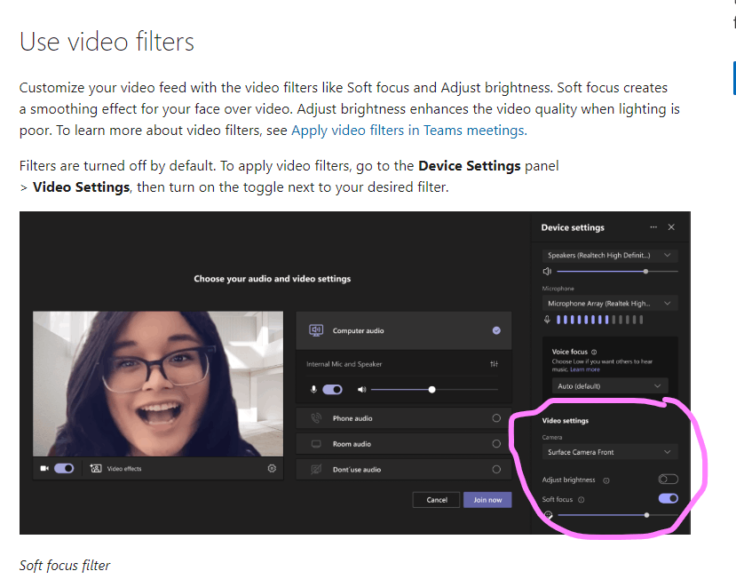How do you access the video settings to look better on Teams ...