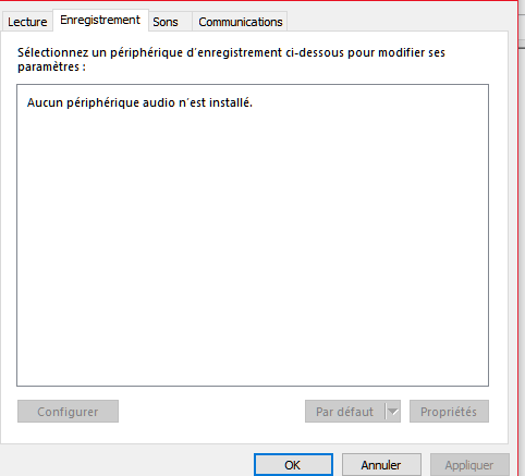 Aucun périphérique de sortie audio n'est installé sur Windows 10 