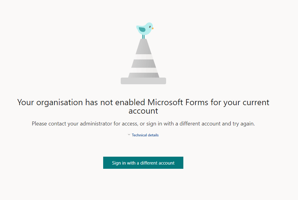 I can't sign in to my Microsoft Forms account all of a sudden