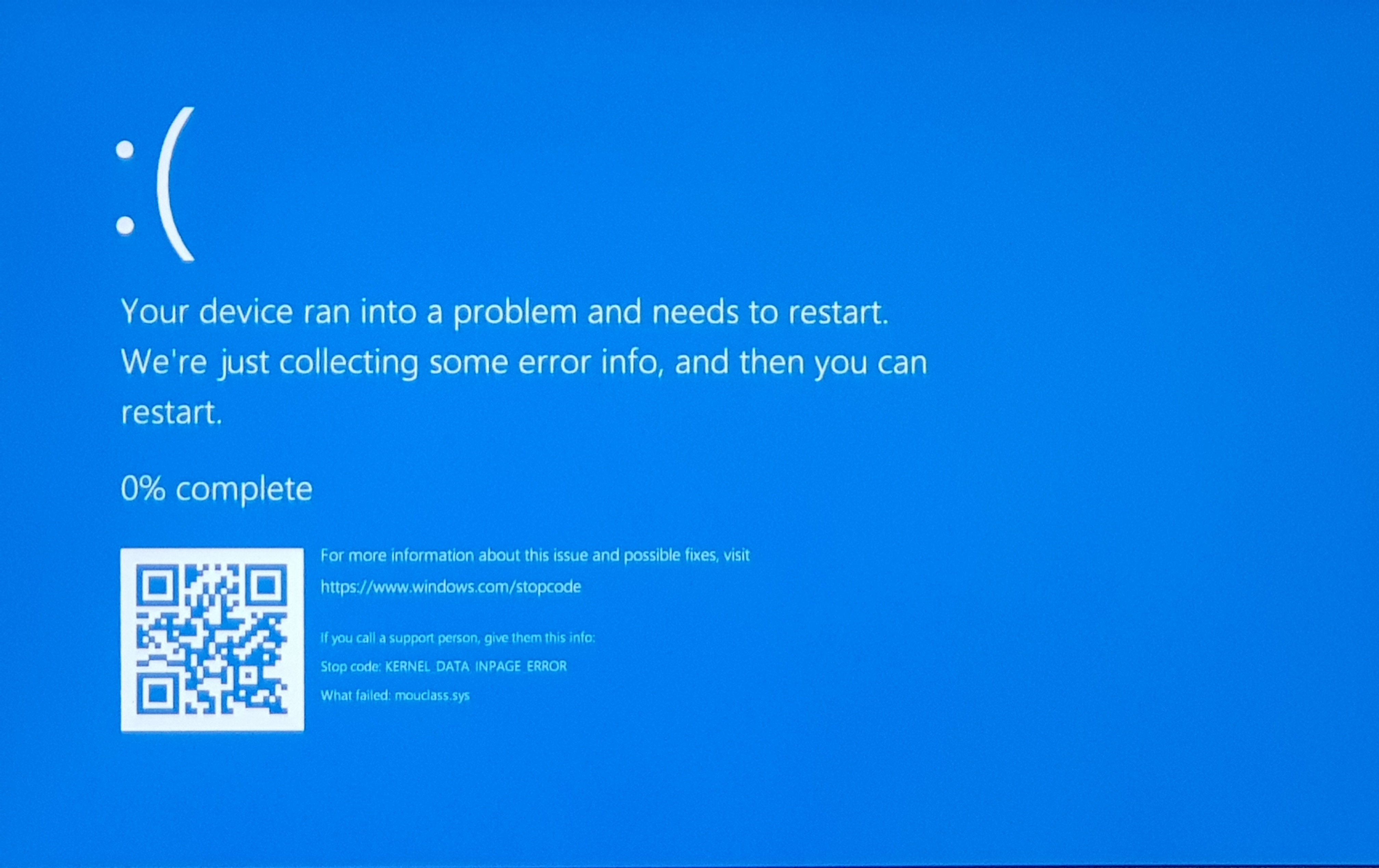 BSOD Stop Code: KERNEL DATA INPAGE ERROR mouclass.sys failed ...