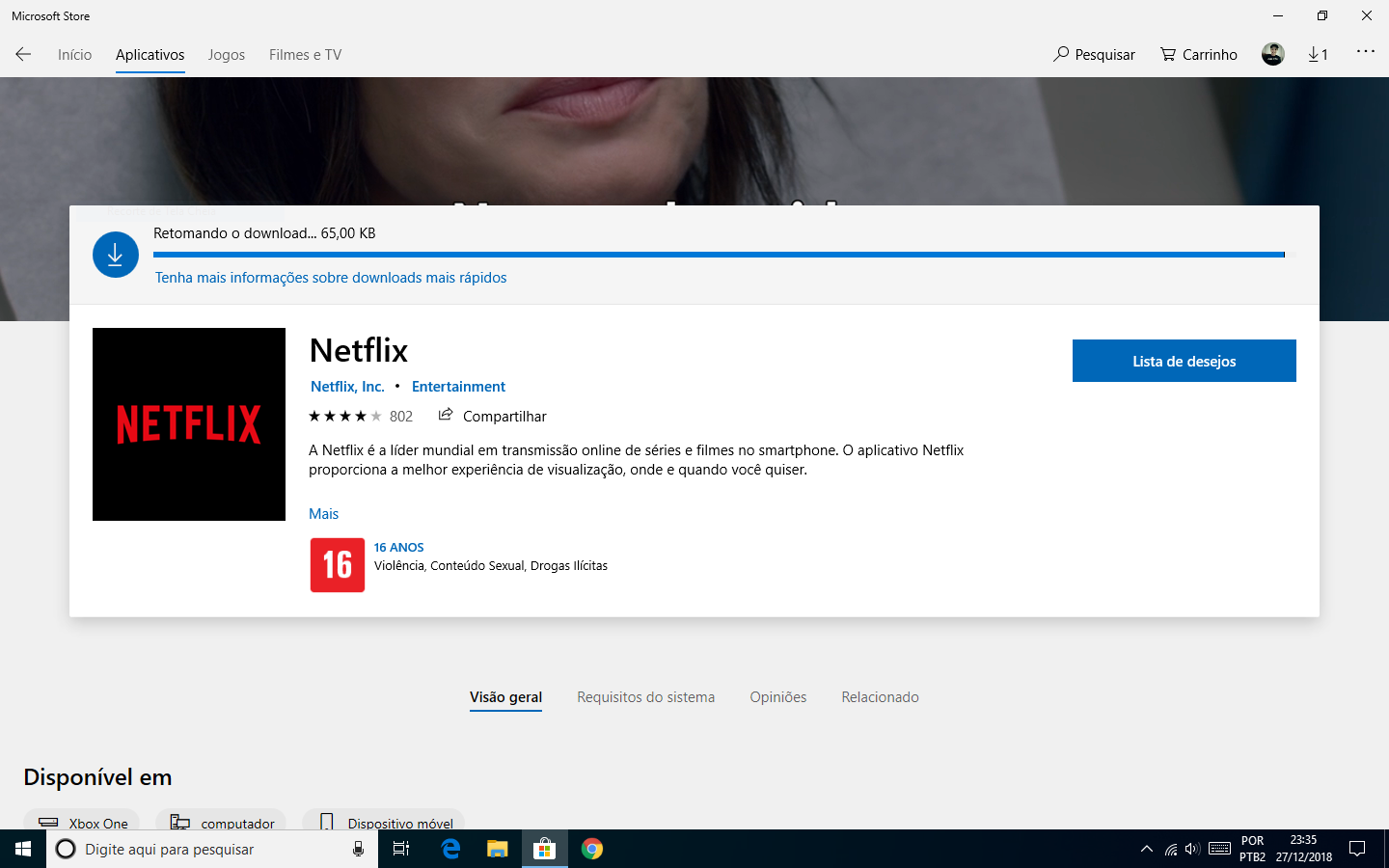 Não consigo baixar o aplicativo Netflix da Microsoft Store - Microsoft