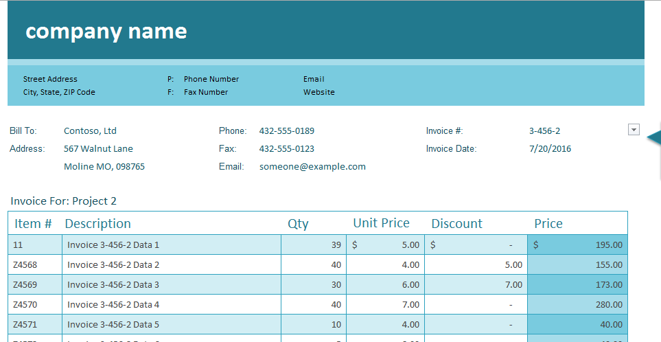 sales invoice excel template