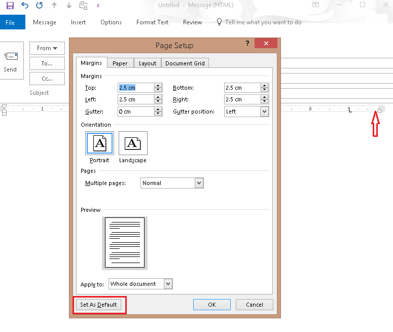 Ruler displaying too short on Outlook message box. - Microsoft Community