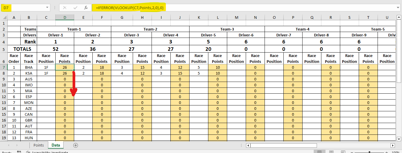 Excel formatting F1 Championship - Microsoft Community