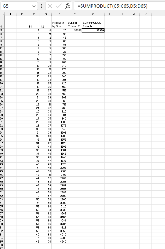 i am looking for simple formula instead of add and multiplying