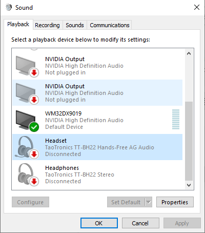 Fix for bluetooth headphones or speaker using hands-free audio when -  Microsoft Community