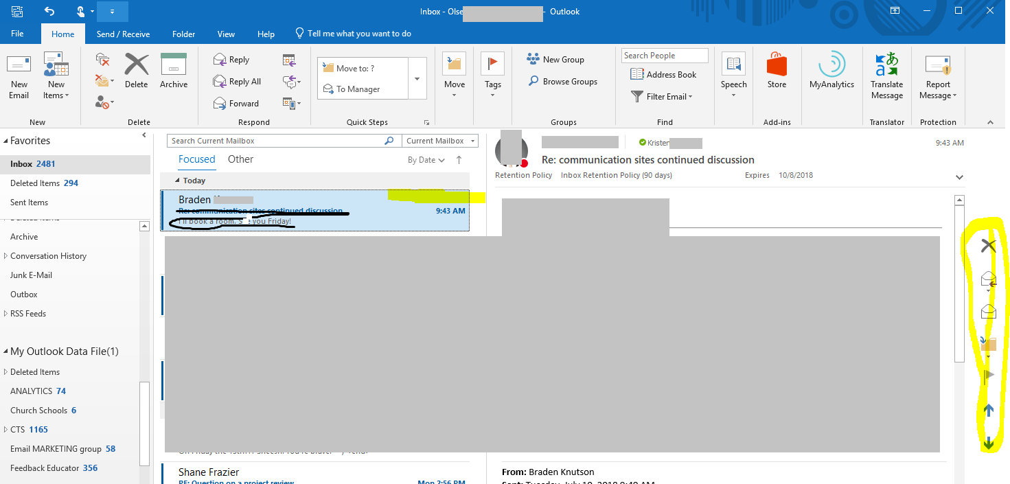 message menu placement in Outlook 365 desktop app ...
