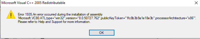 Error 1935 Microsoft Visual C 05 Service Pack 1 Microsoft Community