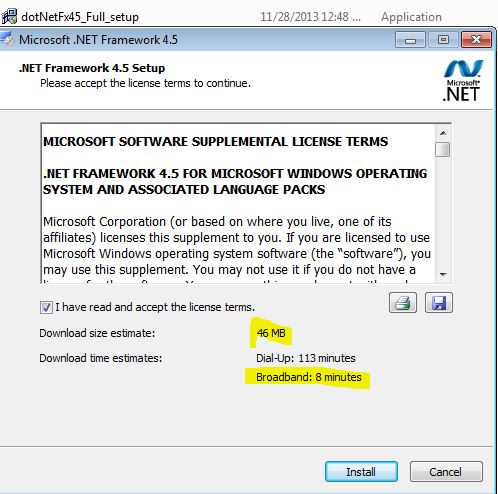 The 4.5 NET Version Took Far Too Much Time To Be Downloaded And.