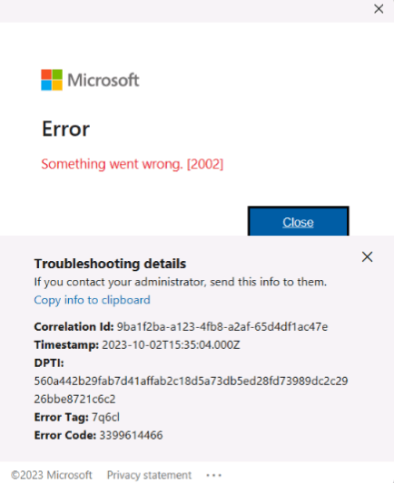 Need help fixing error code: 3399614466. - Microsoft Community