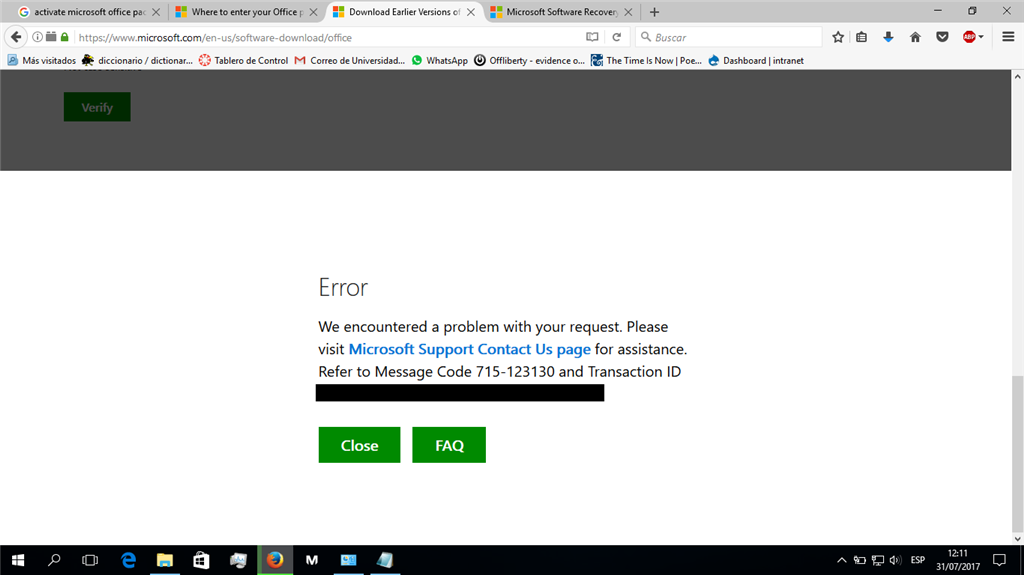 Message code 715 123130 after factory reset office microsoft community