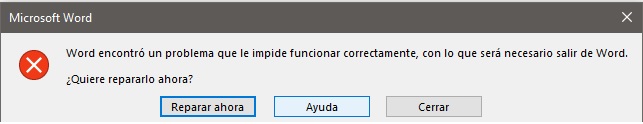 Office 2016 | Word encontro un problema que le impide funcionar. - Microsoft  Community