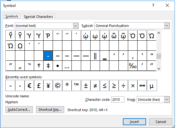 Hyphen symbol deals