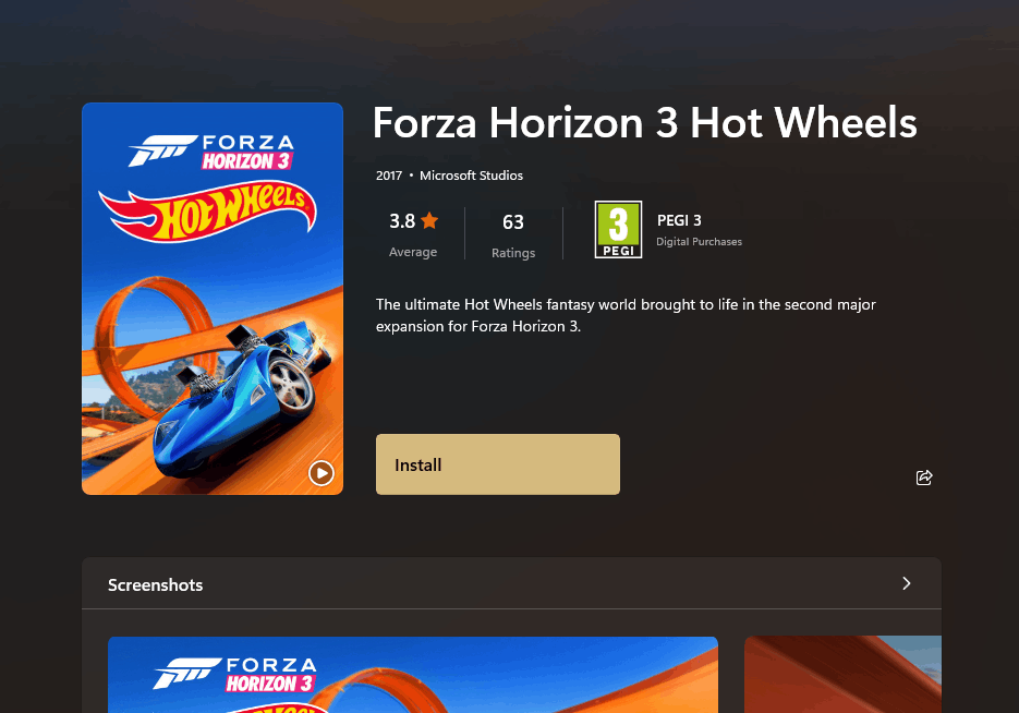 Microsoft Xbox One Forza Horizon 3 + Hot Wheels PC Digital Code