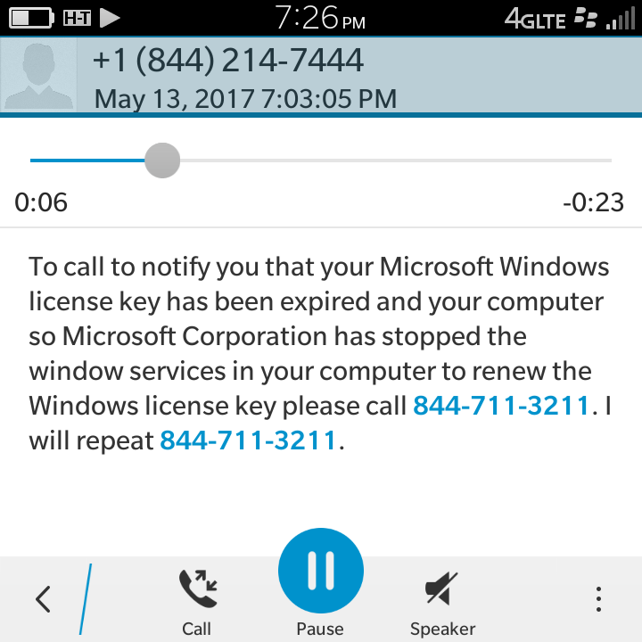 Microsoft windows license key expired phone call 2019