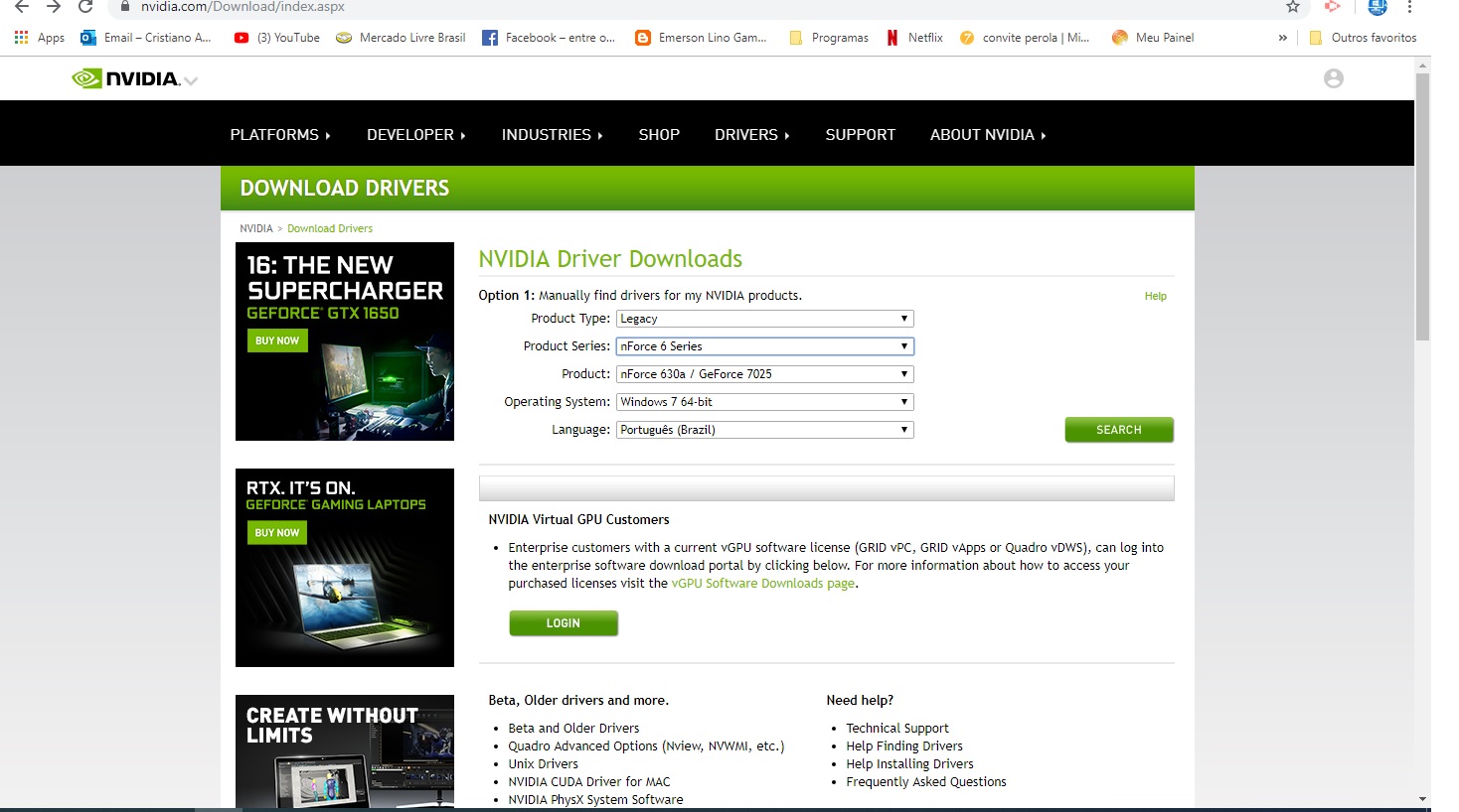 Geforce 7025 windows online 10