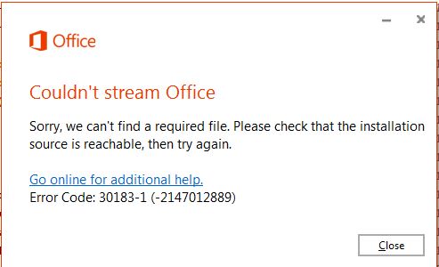 Installing Office 365 - Error Code: 30183-1 - Microsoft Community