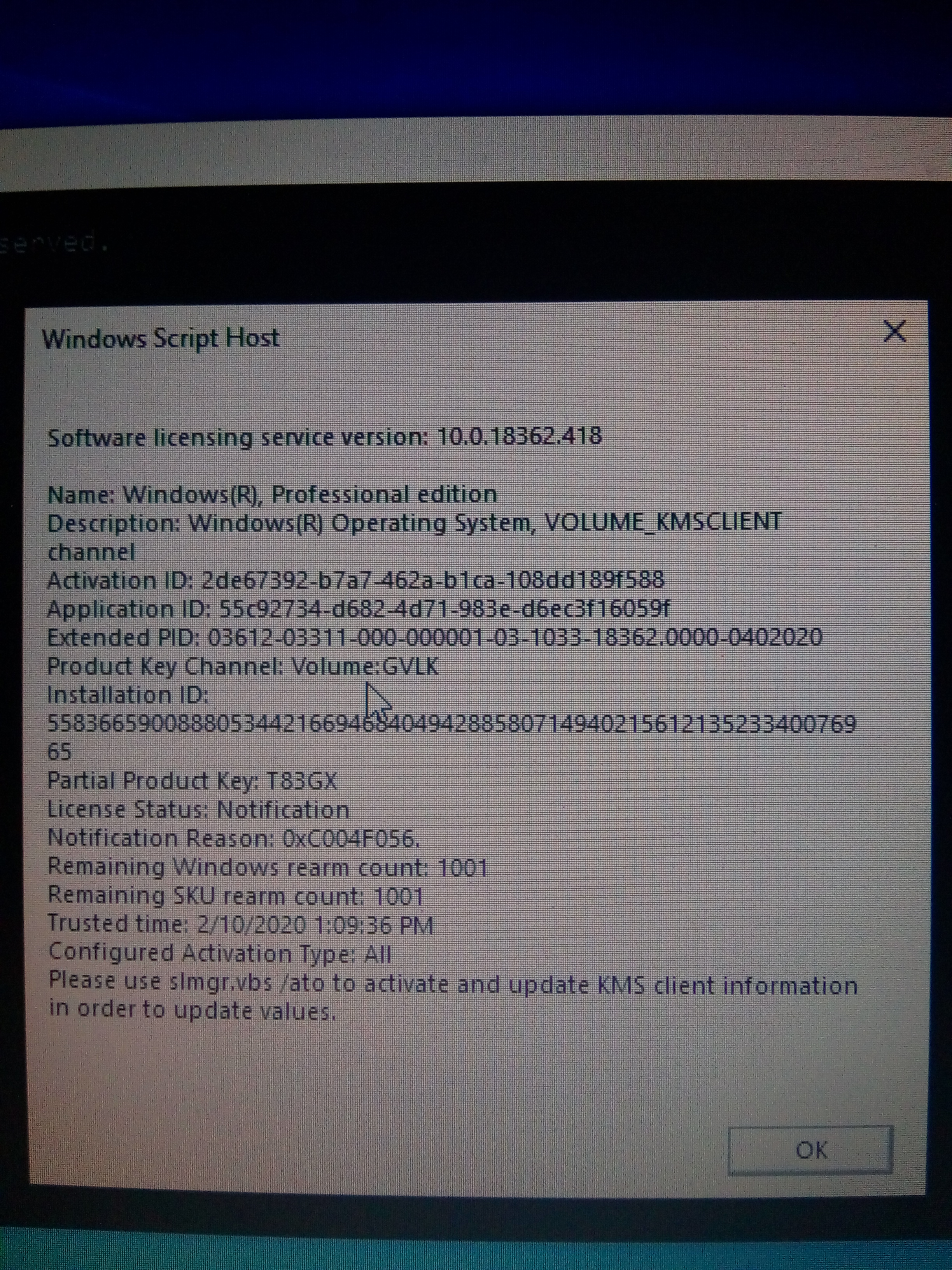 My Windows Activation Is Showing Error Code 0 b Microsoft Community