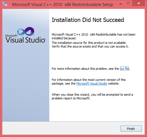 Can'T Install Microsoft Visual C++ 2010 SP1 Redistributable In.
