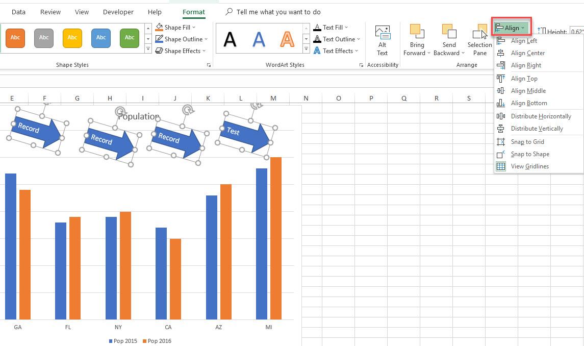 aligning-multiple-objects-on-a-graph-in-excel-2016-microsoft-community