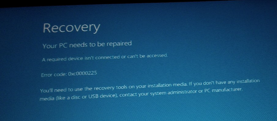 Error 0Xc0000225 - Microsoft Community