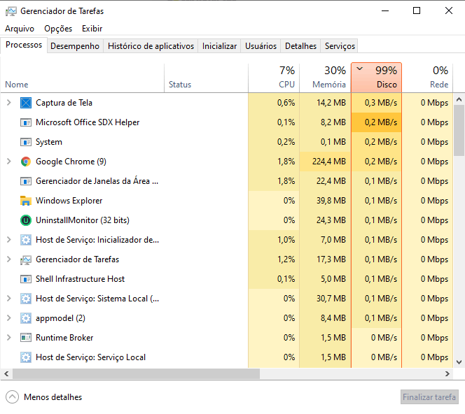 Disco em 100% com pouquíssimo consumo - Microsoft Community