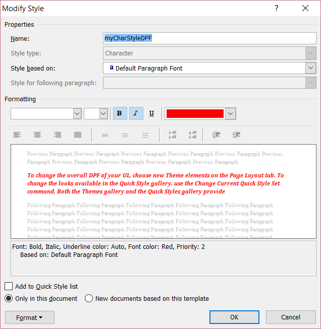 default paragraph font vs. underlying properties - Microsoft Community