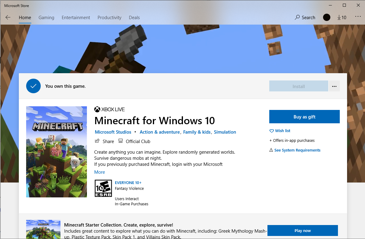 minecraft wont download windows 10