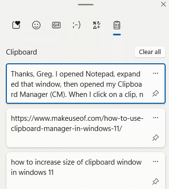 How to increase size of clipboard window in Windows 11 - Microsoft Community