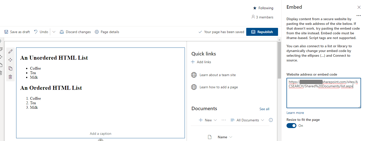 How To Embed HTML Code Into SharePoint? - Microsoft Community