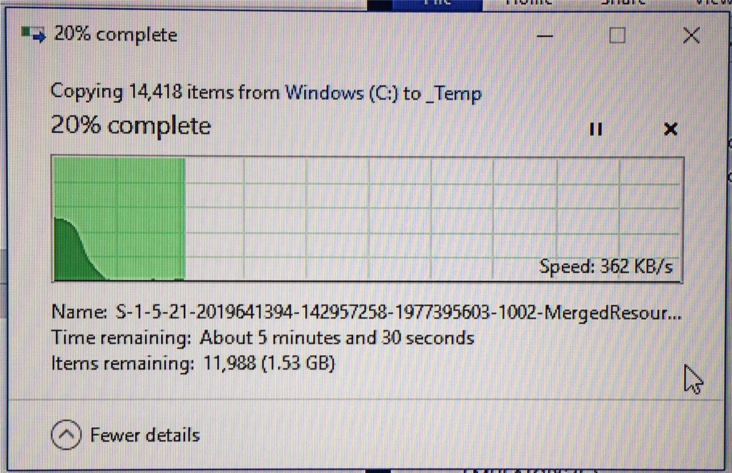 Copying files slow, speed drops zero, even on 3 no - Microsoft Community