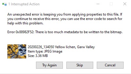 Windows 10: "0X88982F52 There Is Too Much Metadata To Be Written To ...