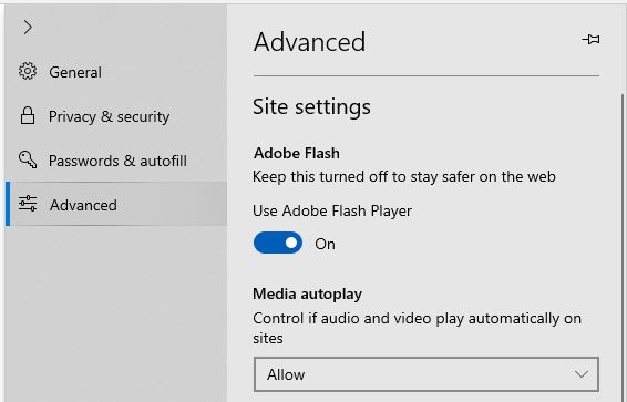 Microsoft edge flash 2019