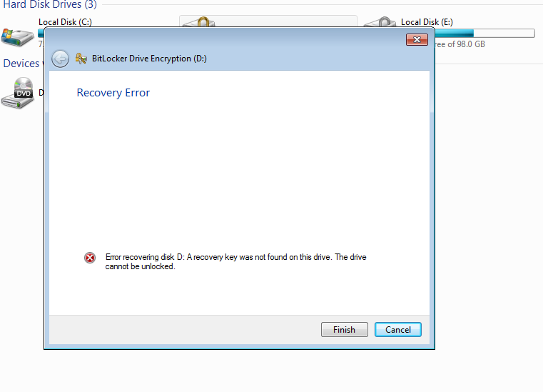 Bitlocker Drive Encryption Recovery Key Error - Microsoft Community