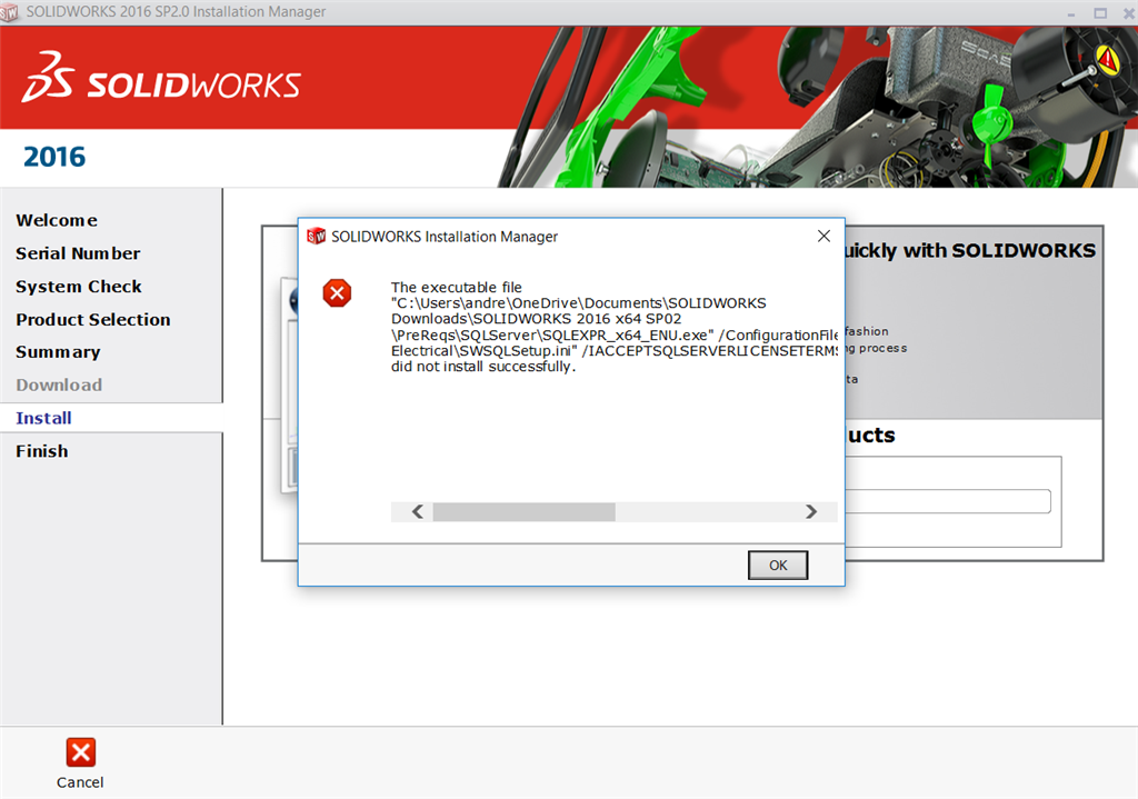 solidworks installation manager download error