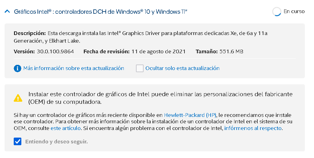 Instalar controlador best sale grafico intel