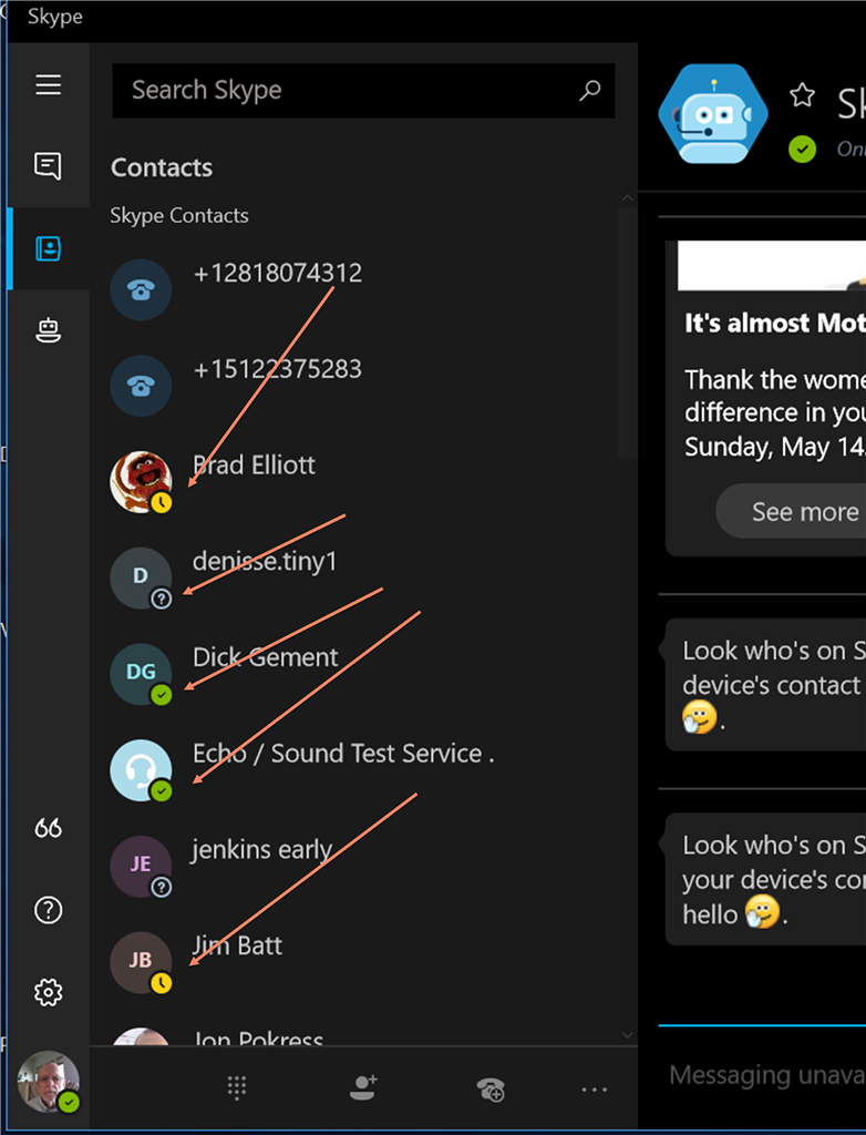 Windows Skype App: Contacts - what is the meaning of the badges that -  Microsoft Community