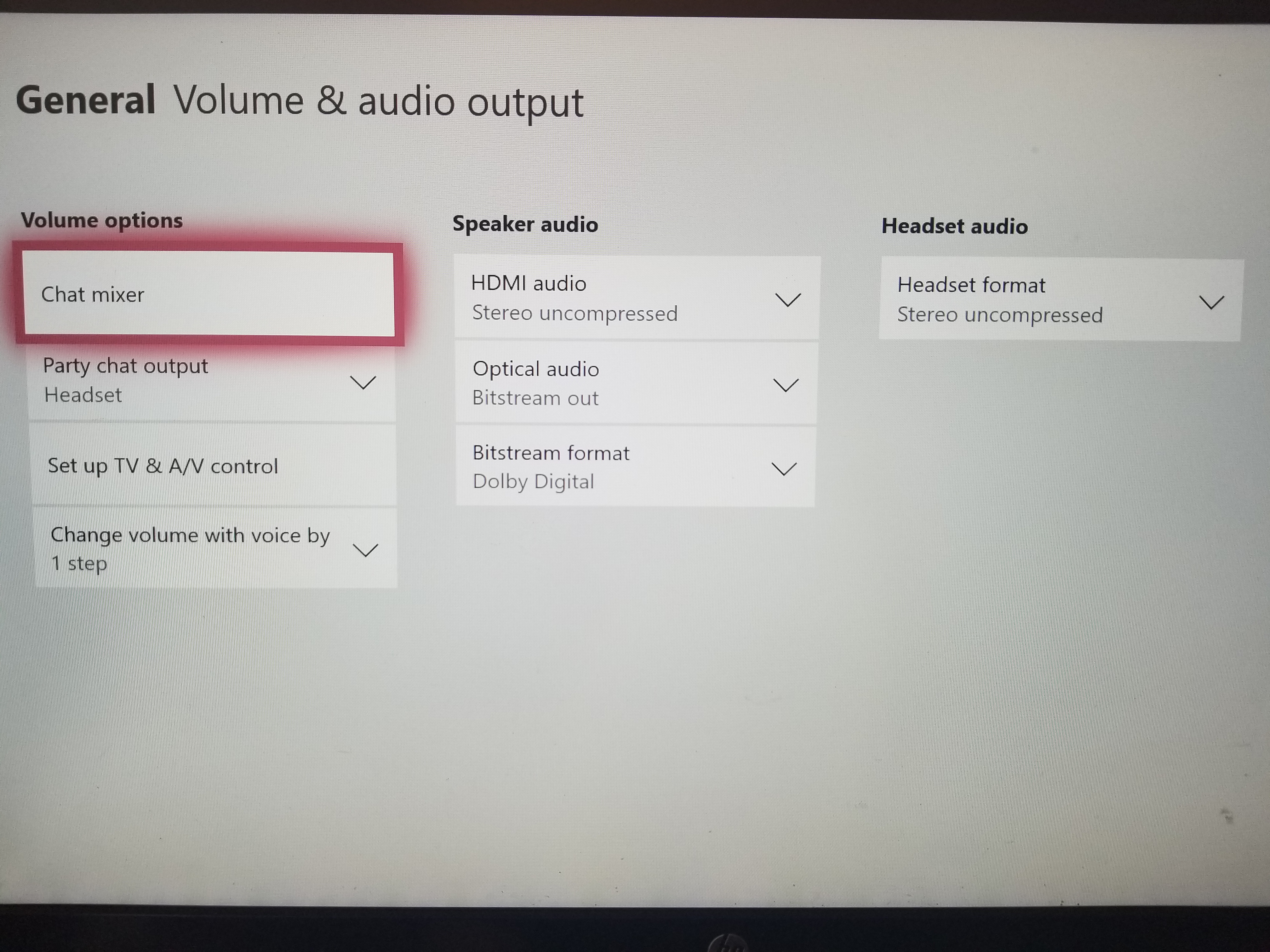 Xbox one discount no headset audio