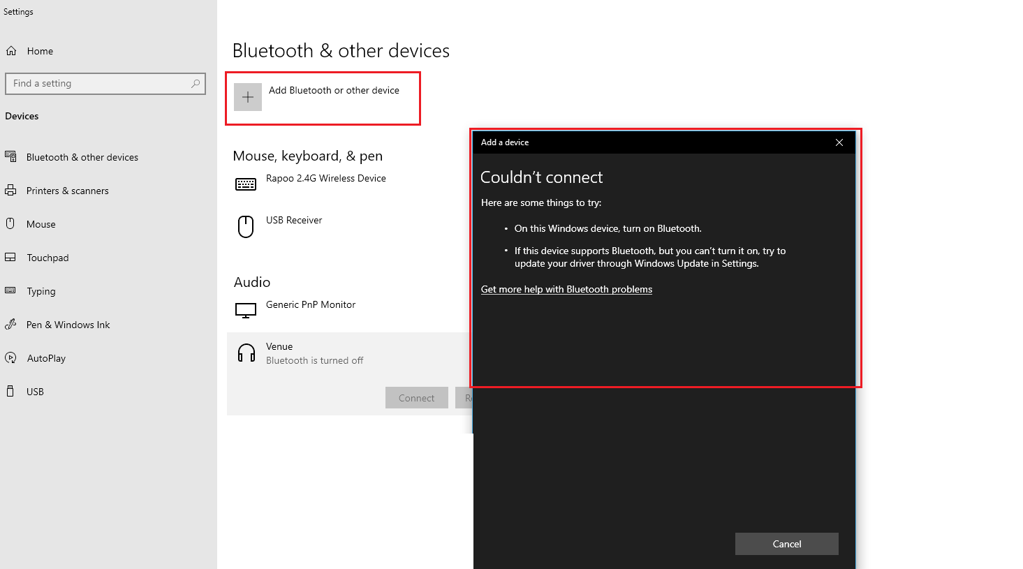 Can't Connect To Bluetooth - Microsoft Community