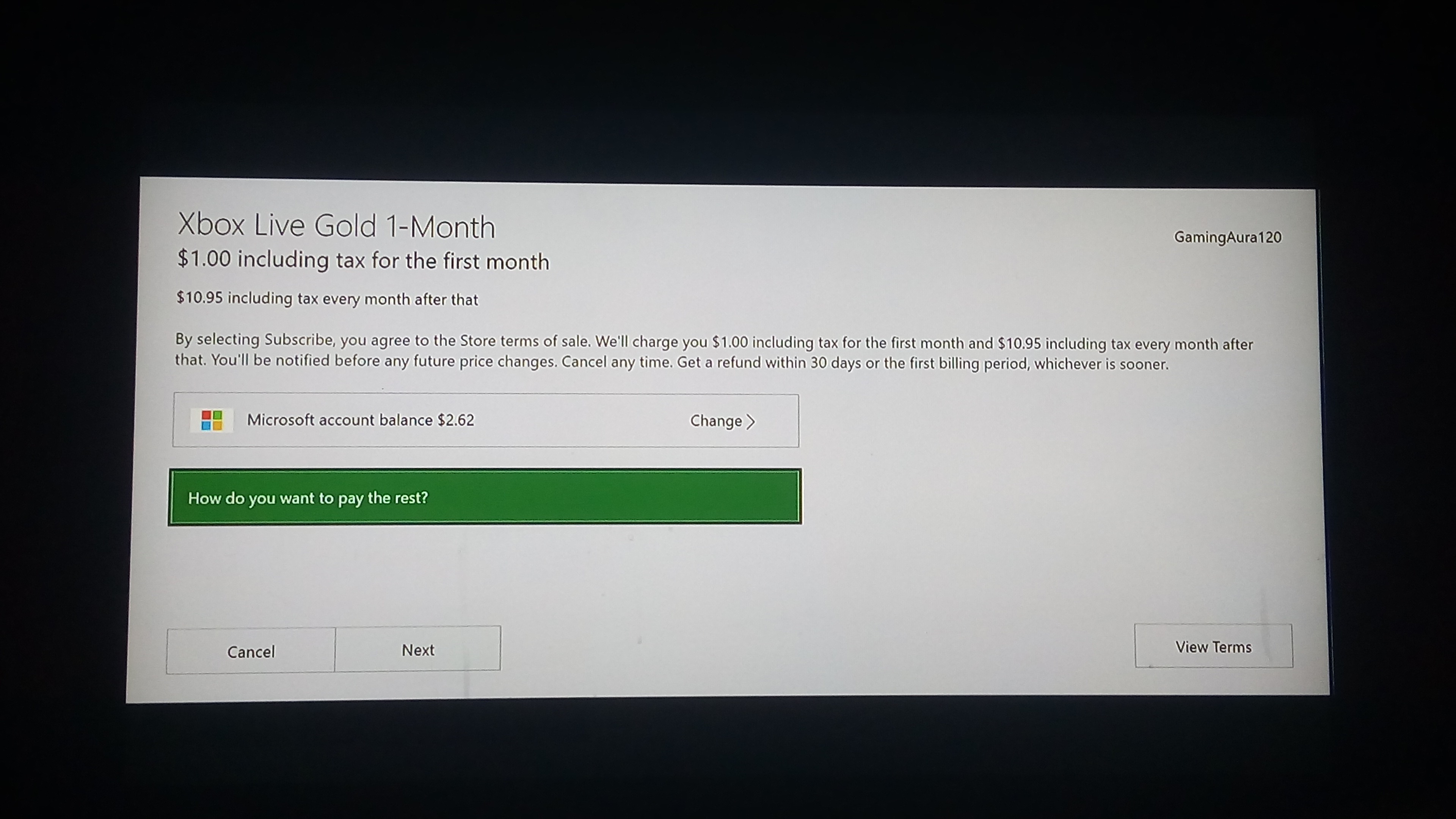 xbox live gold purchase