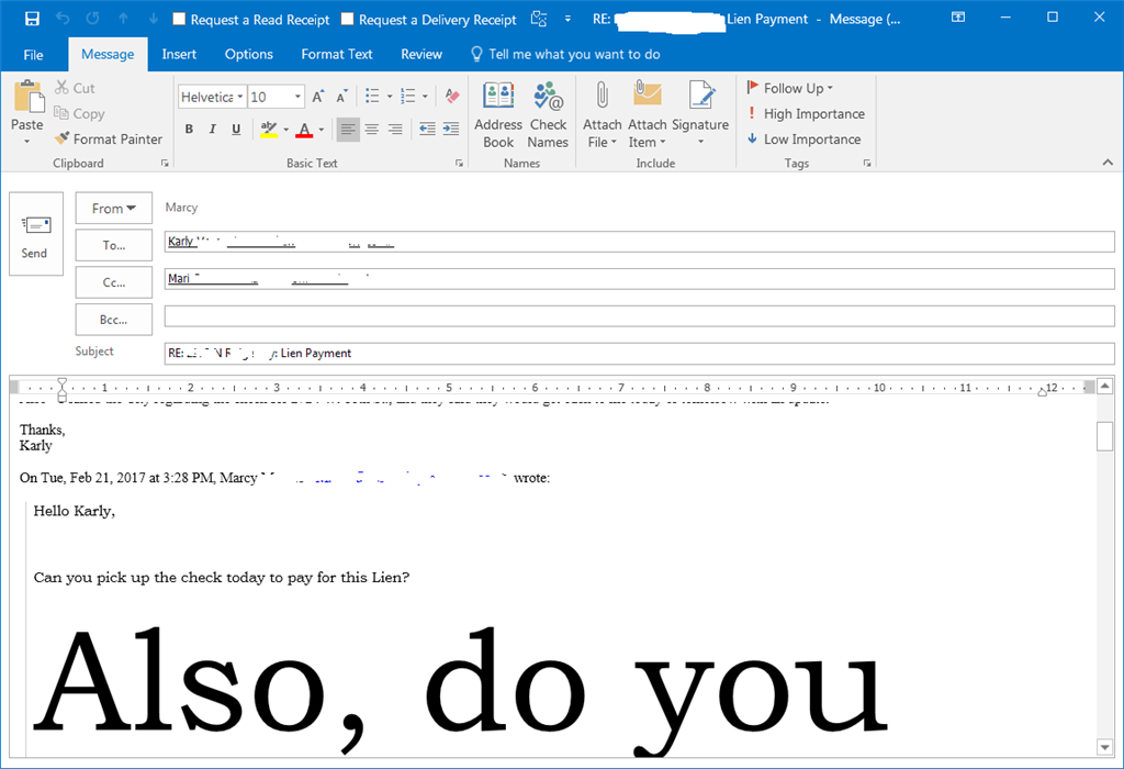 Outlook 2016 Font In Incoming Mail Comes In At 12pt And 120pt In 