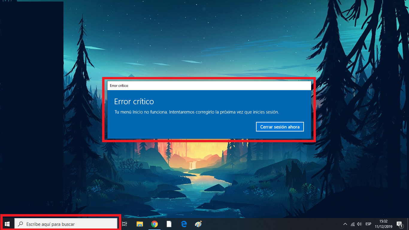 No Abre El Menú De Inicio Ni La Barra De Búsqueda. Error Critico ≈ ...