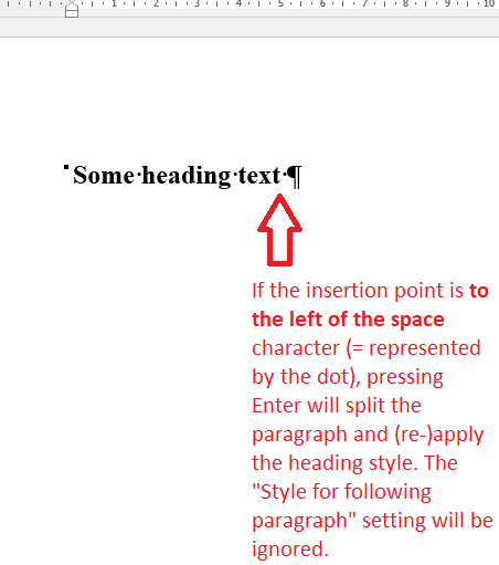 Another heading is added in one doc after hitting enter, but not the ...