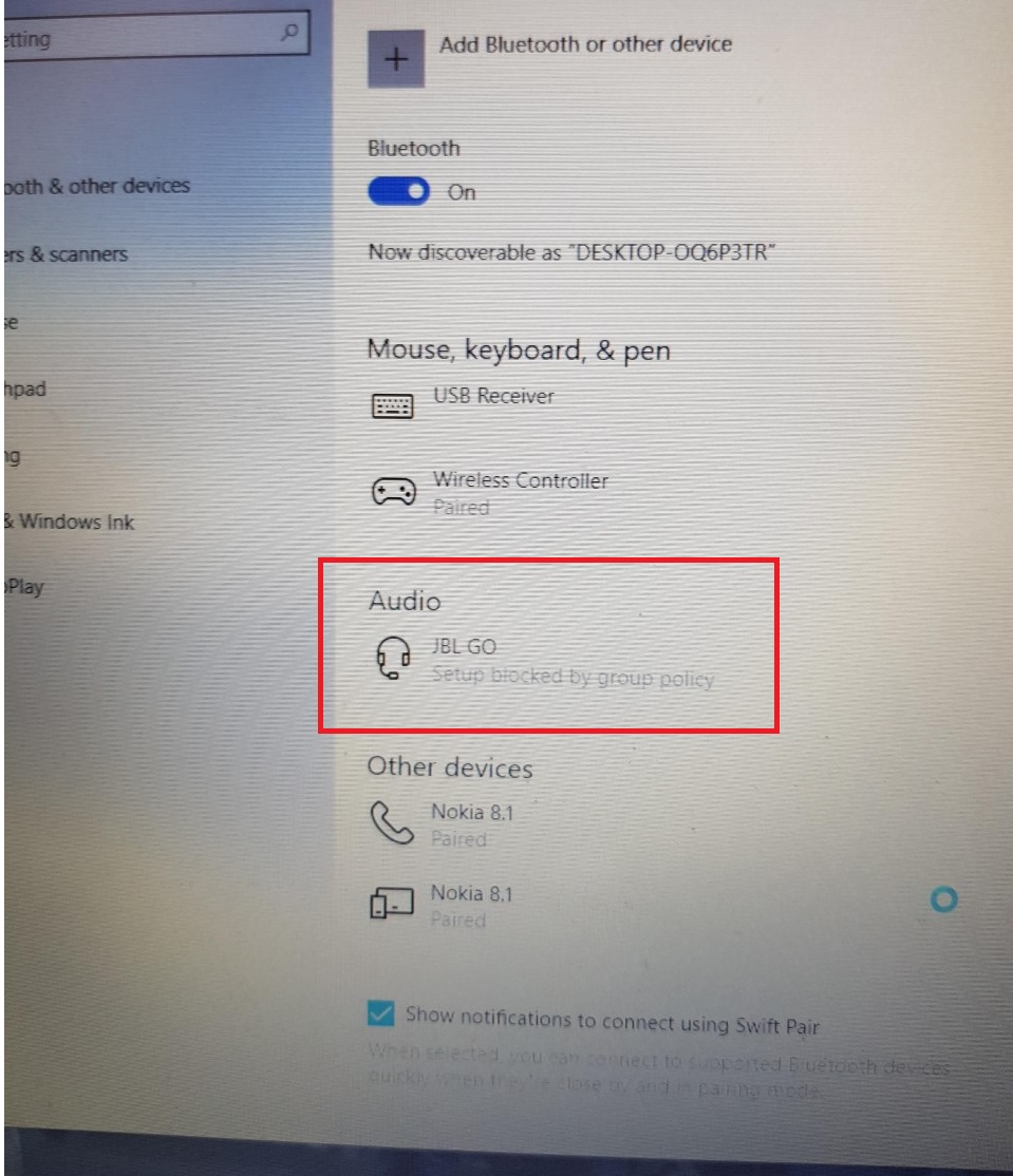 Bluetooth Speaker And Headphone Are Showing Blocked By Group Policy 