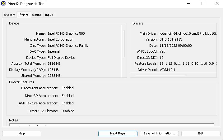Dxdiag shows DirectX 12 Ultimate as Disabled. How to enable