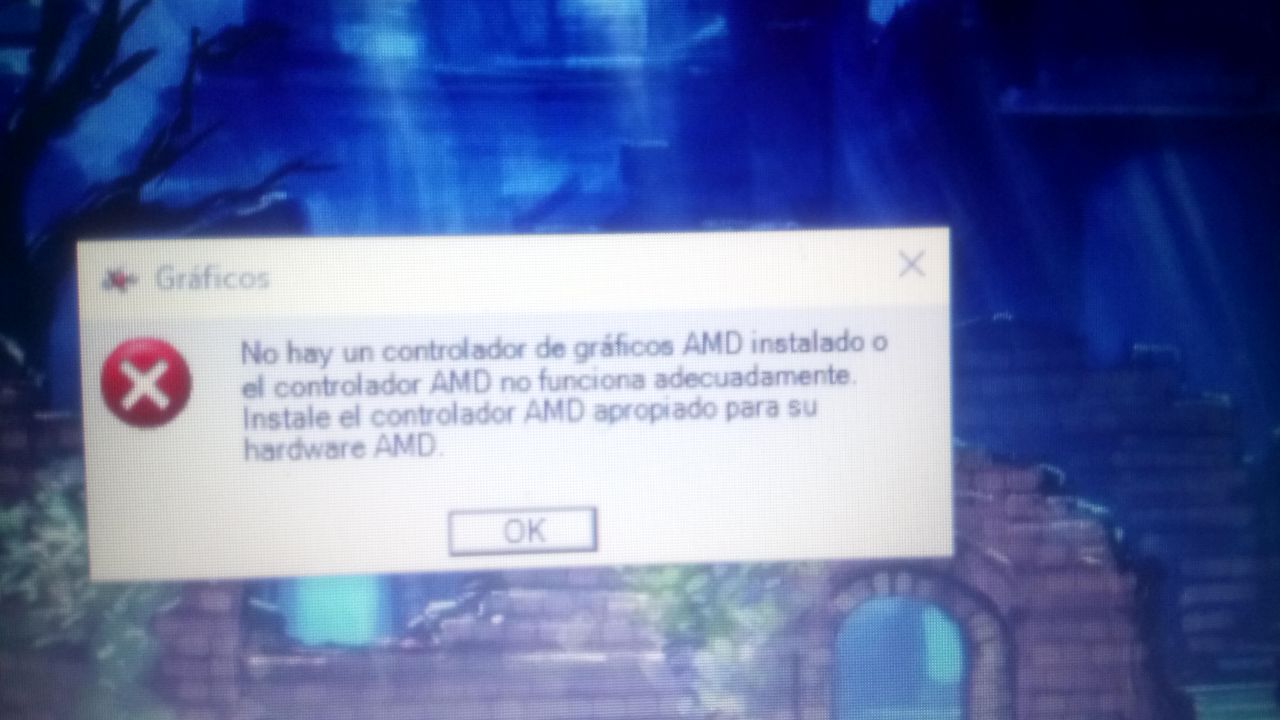 No hay ningun controlador de graficos amd instalado o el discount controlador amd no funciona correctamente