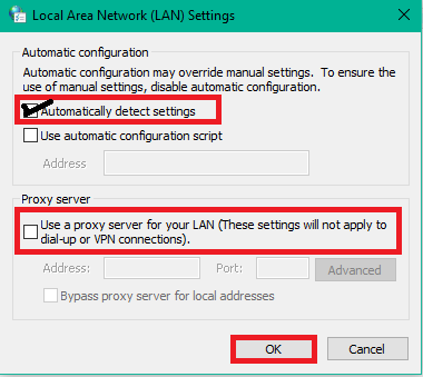 automatically detect proxy windows could microsoft network ok settings
